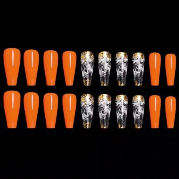 24 PC Press on Nail Set x5 Long French Medium Almond Long Ballerina French Nails - Picture 14 of 16